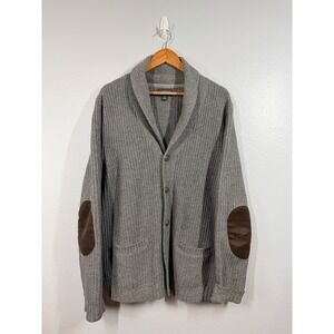 Wallin Bros Cardigan Men's L Gray Lambswool Grandpa Cable Knit Shawl Collar